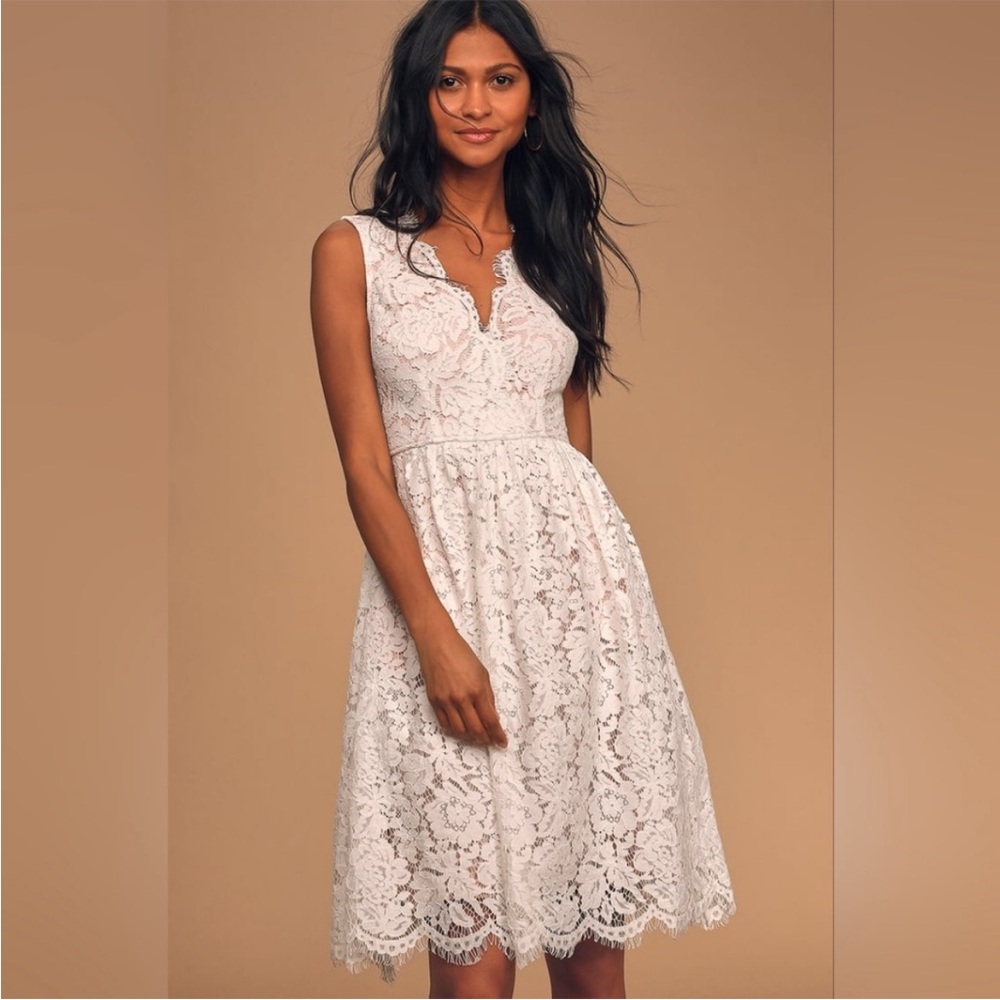 NWT Lulu's Love Swept White Lace Mini Dress